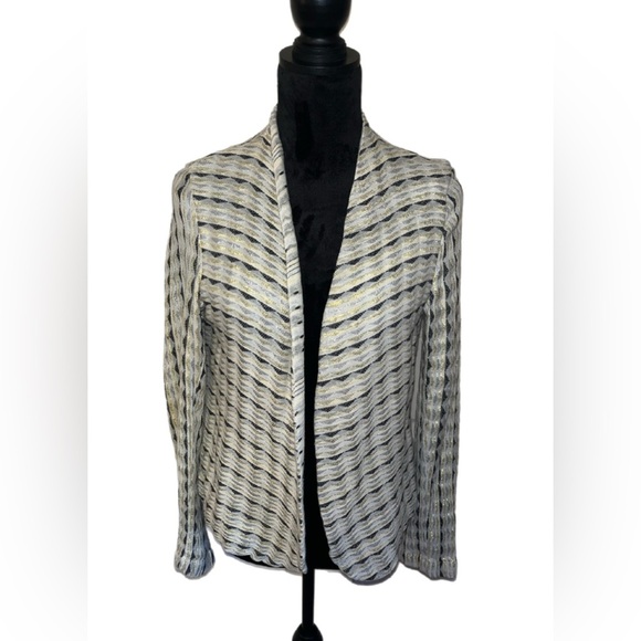 Ace & Jig Metallic Striped Open-Front Organic Cotton Jacket- Small - Picture 1 of 5